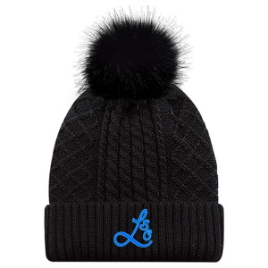 LSC - AJM Acrylic Cuff Toque With Satin lining and Faux Fur Pom Pom